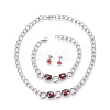 304 Stainless Steel Stud Earrings & Pendant Necklaces & Link Bracelets Jewelry Sets SJEW-L135-01F-1