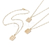 Brass Rectangle with Initial Letter Pendant Necklace with Paperclip Chains for Men Women NJEW-JN04007-1