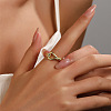 Brass Open Cuff Ring for Women RJEW-F154-01G-3