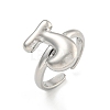Brass Letter Open Cuff Rings for Women RJEW-G313-01J-P-1