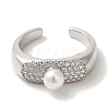Rack Plating Brass Micro Pave Clear Cubic Zirconia Cuff Rings for Women RJEW-G323-05P-2