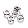 Brass Cubic Zirconia Rondelle European Beads KK-E772-02E-P-2