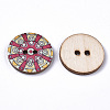 2-Hole Printed Wooden Buttons BUTT-ZX004-01B-09-2