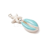 Cowrie Shell Enamel & Synthetic Turquoise Starfish Pendants PALLOY-JF03406-02-3