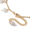 Natural Spiral Shell & Glass Pearl Charm Anklets AJEW-AN00567-5