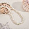 Baking Paint Pearlized Glass Pearl Round Beaded Long Necklaces NJEW-SW00066-03-5