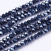 Faceted Rondelle Electroplate Half Plated Glass Beads Strands X-EGLA-F003-D01-2