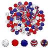 80Pcs 5 Style Independence Day Theme Polymer Clay Rhinestone Round Beads RB-FH0001-07-1