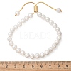 Shell Pearl Beaded Slider Bracelet with Brass Snake Chain BJEW-B066-01B-01-7