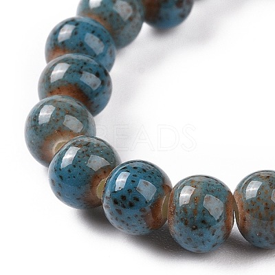 Handmade Fancy Antique Glazed Porcelain Ceramic Round Beads Strands PORC-L019-6mm-11-1
