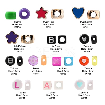 588Pcs 13 Styles Geometric & Star & Heart & Flower Acrylic Beads DIY-FS0002-04-1