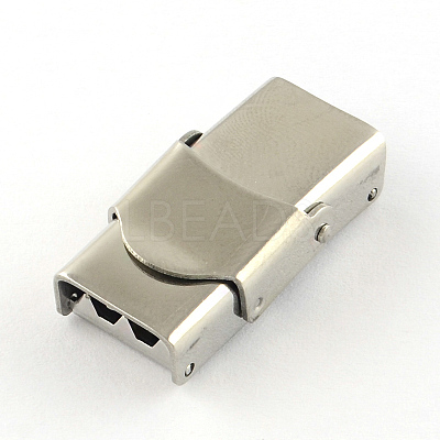 Tarnish Resistant Smooth Surface 201 Stainless Steel Watch Band Clasps STAS-R063-86-1
