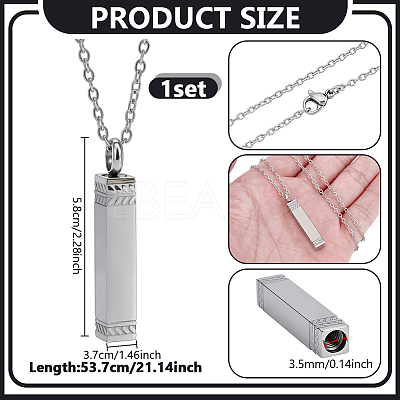 1Pc Stainless Steel Perfume Bottle Necklaces NJEW-UN0001-92P-1