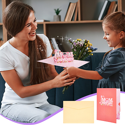 2 Sets 2 Styles Mother's Day 3D Pop Up Paper Greeting Card for Birthday Day AJEW-GA0006-97-1