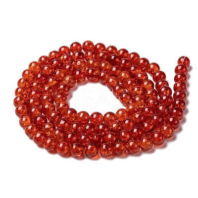 Spray Painted Crackle Glass Beads Strands CCG-Q001-8mm-09-1