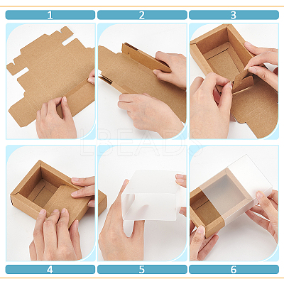 Foldable Paper Drawer Boxes with Clear Plastic Cover LS-CON-WH0095-68B-05-1