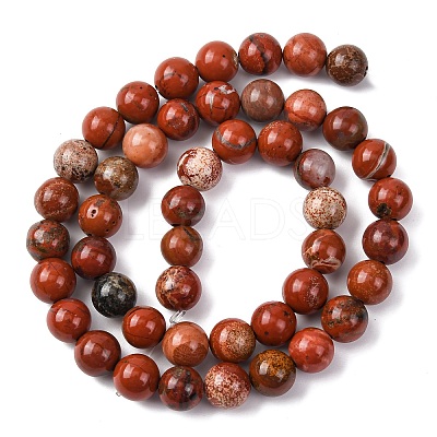 Natural Red Jasper Bead Strands G-R193-11-8mm-1
