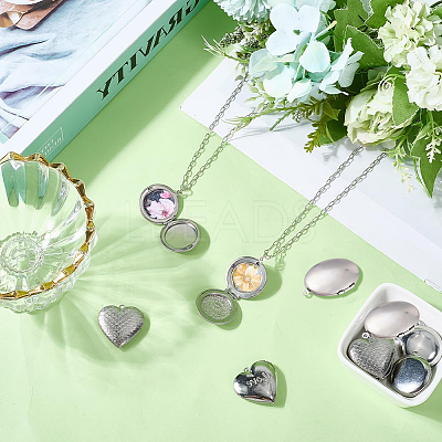 10Pcs 5 Styles 316 Surgical Stainless Steel Locket Pendants STAS-SP0001-94-1