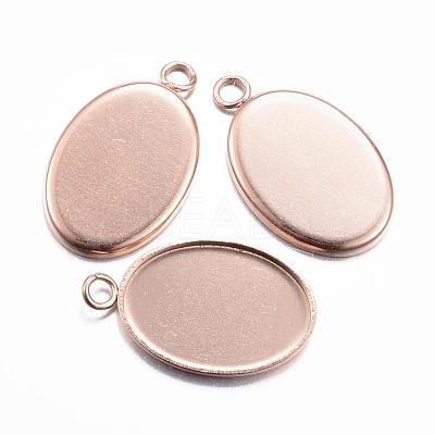Ion Plating(IP) 304 Stainless Steel Pendant Cabochon Settings STAS-H383-12RG-1