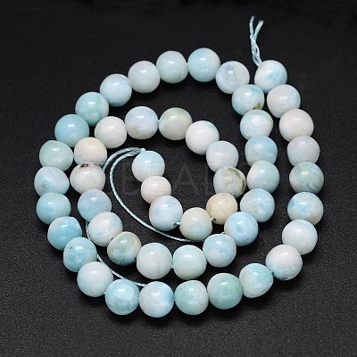 Natural Larimar Round Beads Strands G-O087-10-8mm-1