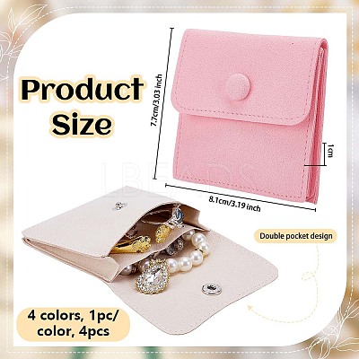 4Pcs 4 Colors Microfiber Jewelry Flap Pouches ABAG-OC0001-19-1