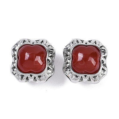 Brass Pave Natural Carnelian(Dyed & Heated) Beads KK-U043-38P-01-1