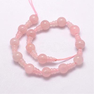 Natural Rose Quartz 3-Hole Guru Bead Strands G-K149-19-1