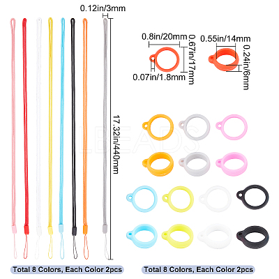 16 Sets 8 Colors Portable Electronic Cigarette Anti-Lost Necklace Lanyard AJEW-GF0006-18-1
