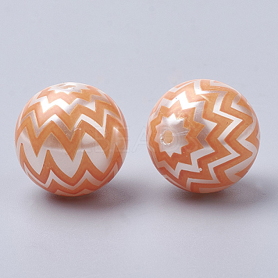 Printed Imitation Pearl Acrylic Beads LS-X-MACR-R558-01B-1