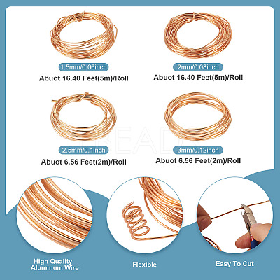 4 Rolls 4 Sizes Round Aluminum Wire AW-TA0001-04A-01-1