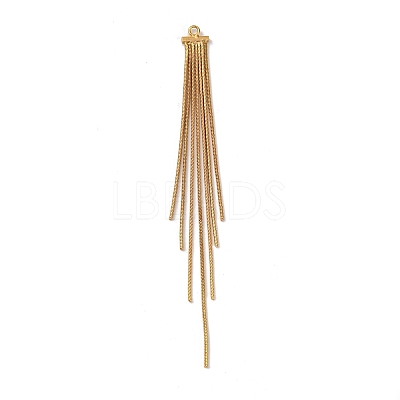 Brass Square Snake Chain Tassel Big Pendants KK-G510-10G-1