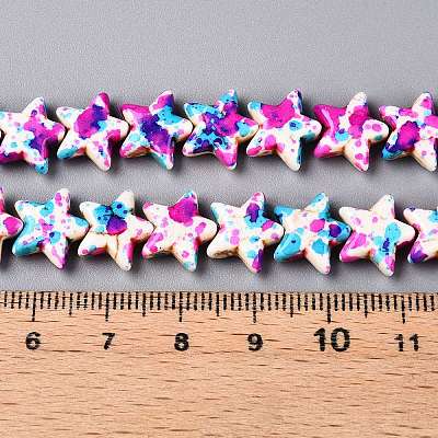 Spray Painted Synthetic Turquoise Beads Strands UNKW-T001-11E-1