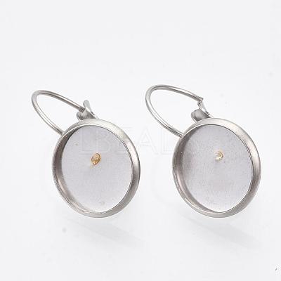 Tarnish Resistant Flat Round Tray Smooth Surface 304 Stainless Steel Leverback Earring Findings STAS-R065-66-1