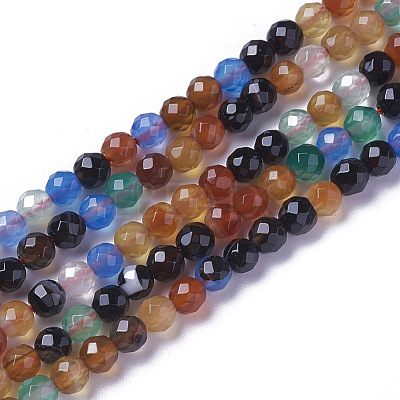 Natural Dyed & Heated Multi-Color Agate Beads Strands G-F596-36-4mm-1
