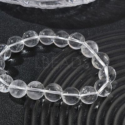 Natural Quartz Crystal Round Beaded Stretch Bracelets GG-CBA12F1-02D-12-1
