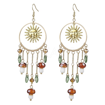 Golden 304 Stainless Steel Sun Chandelier Earrings EJEW-JE05674-01-1
