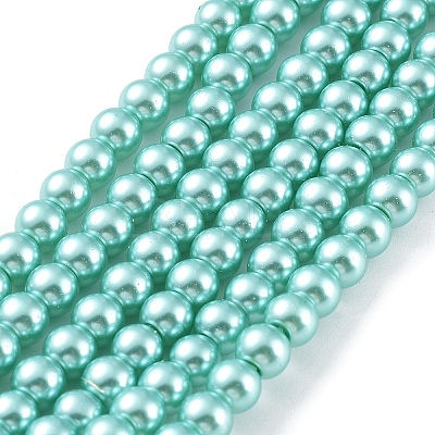Baking Paint Pearlized Glass Pearl Round Bead Strands HY-Q003-6mm-32-1