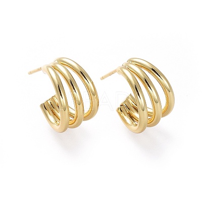 Brass Stud Earrings EJEW-L234-35G-1
