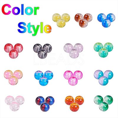Spray Painted Crackle Glass Beads CCG-PH0002-14-1