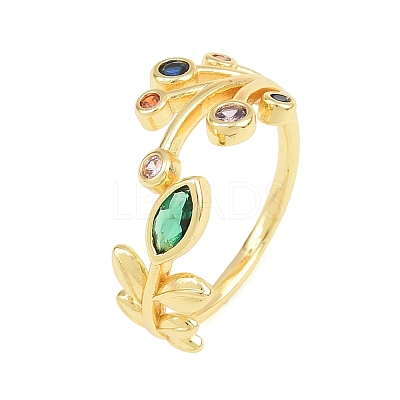 Brass Pave Cubic Zirconia Cuff Open Rings CU-CBACDF6-09G-01-1
