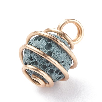 Unwaxed Natural Lava Rock Charms PALLOY-JF01334-1