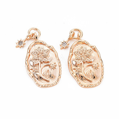 Brass White Opal Rhinestone Pendants X-KK-S364-214-1