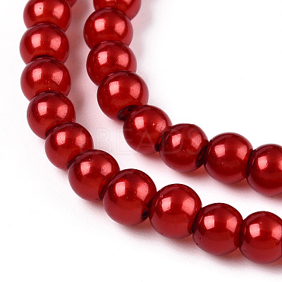 Baking Paint Pearlized Glass Pearl Round Bead Strands X-HY-Q003-4mm-74-1