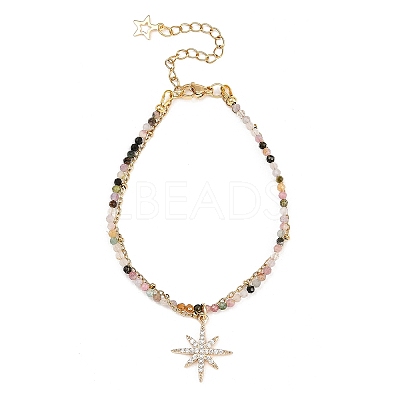 Natural Multicolor Tourmaline Beads Bracelets & Necklaces Sets SJEW-JS01358-1