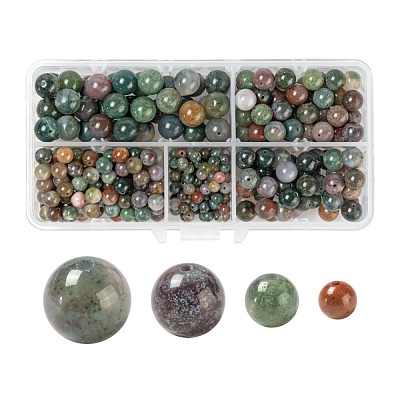 340Pcs 4 Style Natural Indian Agate Beads G-LS0001-46-1