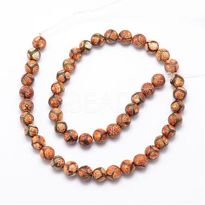 Tibetan Style Turtle Back Pattern dZi Beads G-K166-02-8mm-L1-01-1