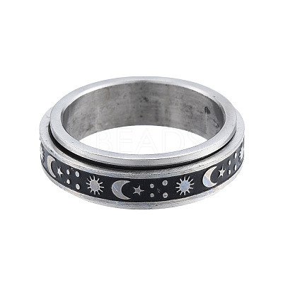 Non-Tarnish 201 Stainless Steel Planet Rotating Ring RJEW-N043-28-1
