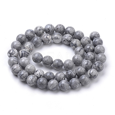 Natural Map Stone/Picasso Stone/Picasso Jasper Beads Strands G-S259-09-8mm-1
