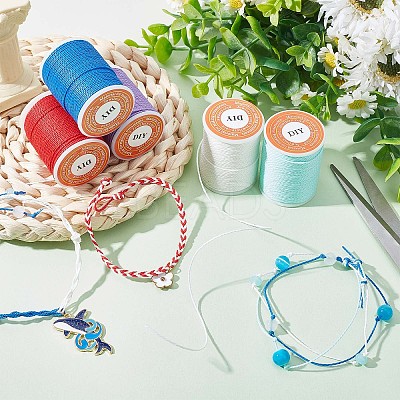 5 Rolls 5 Colors Round Waxed Polyester Cord YC-SC0001-02-1