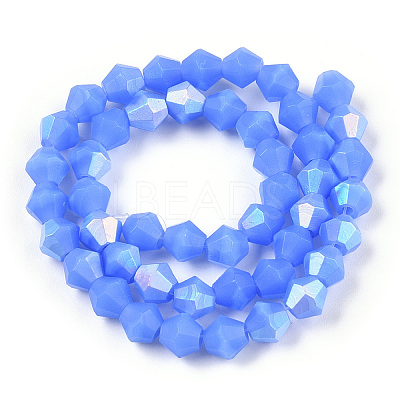 Imitation Jade Bicone Frosted Glass Bead Strands X-EGLA-A039-J6mm-MB04-1